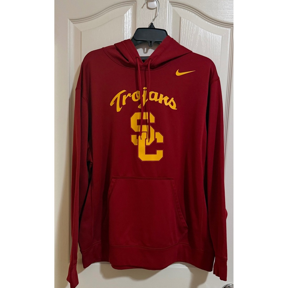 Nike Therma-FIT USC Trojans Hoodie Cardinal Red NCAA Pullover Men XL